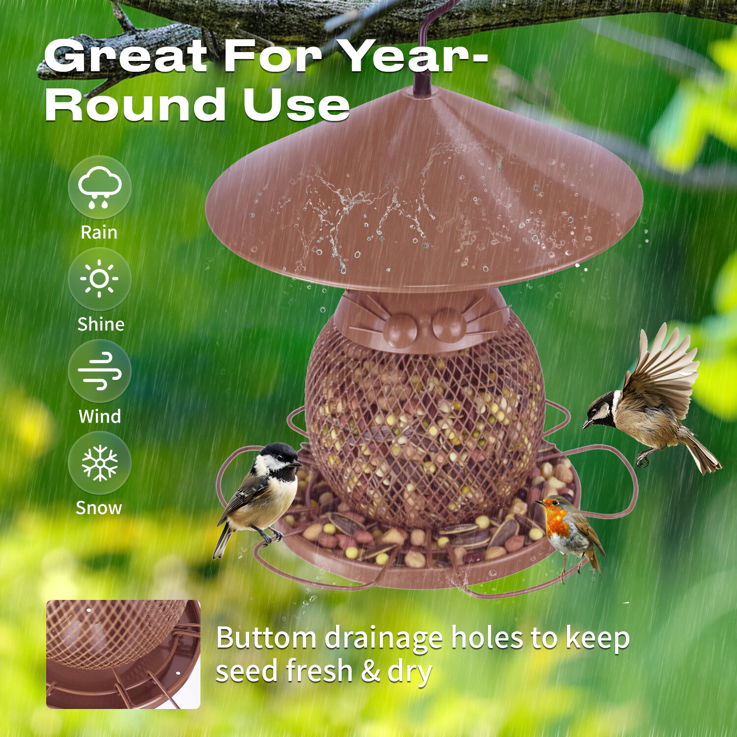 Copper owl bird feeder