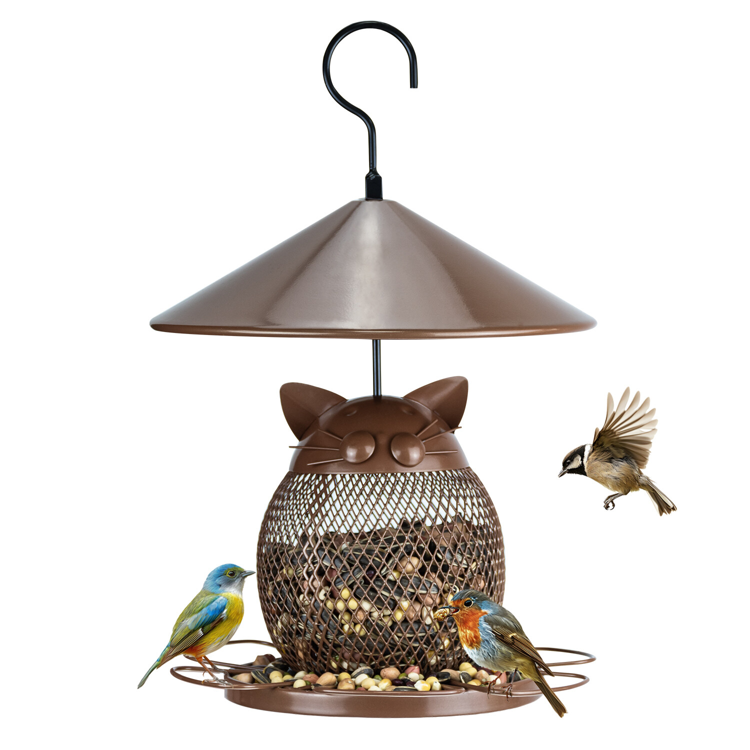Brown owl bird feeder