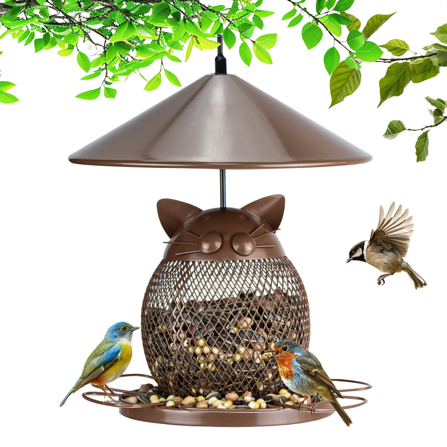 Brown owl bird feeder