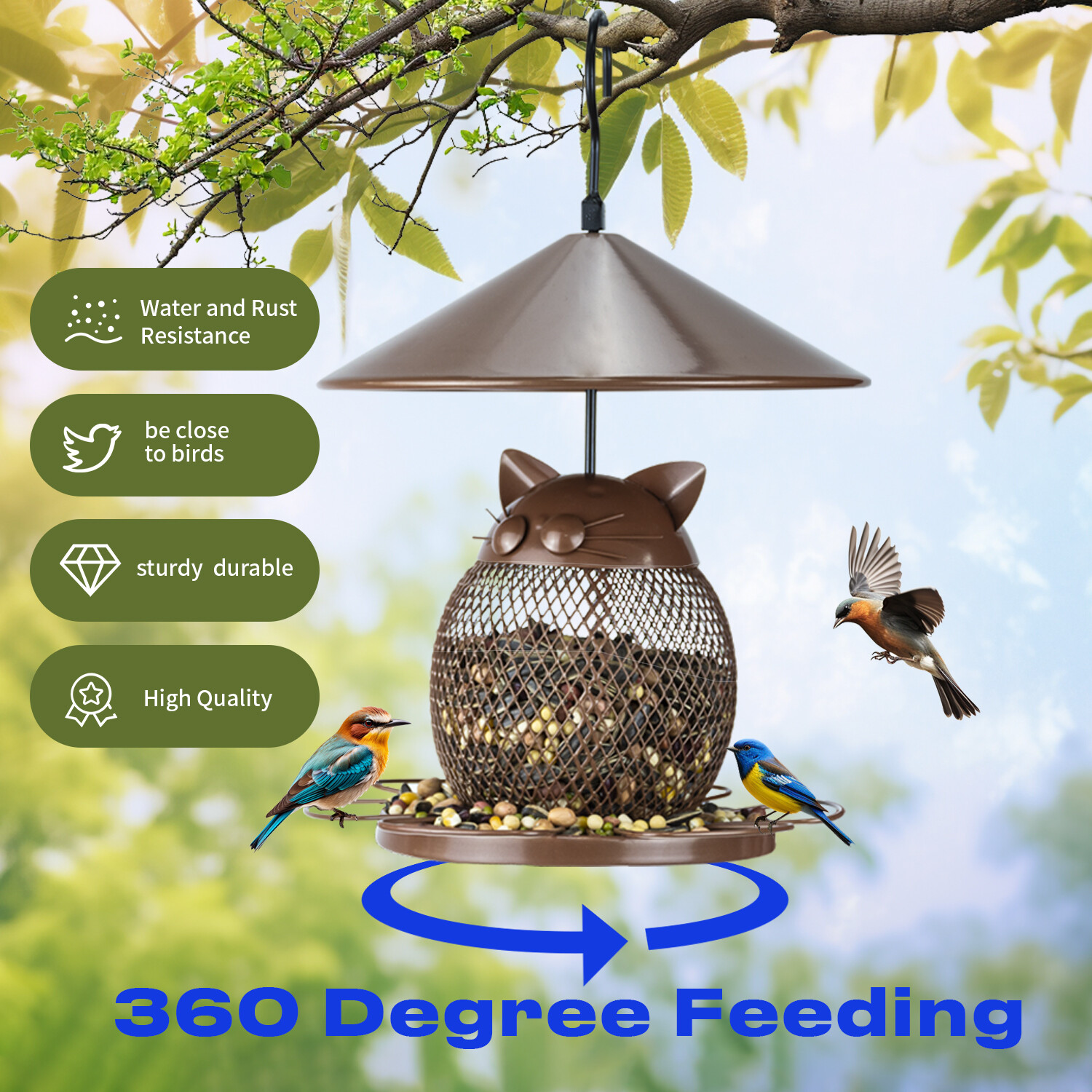 Brown owl bird feeder