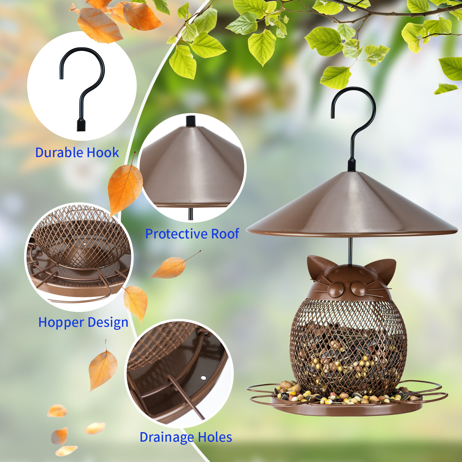 Brown owl bird feeder