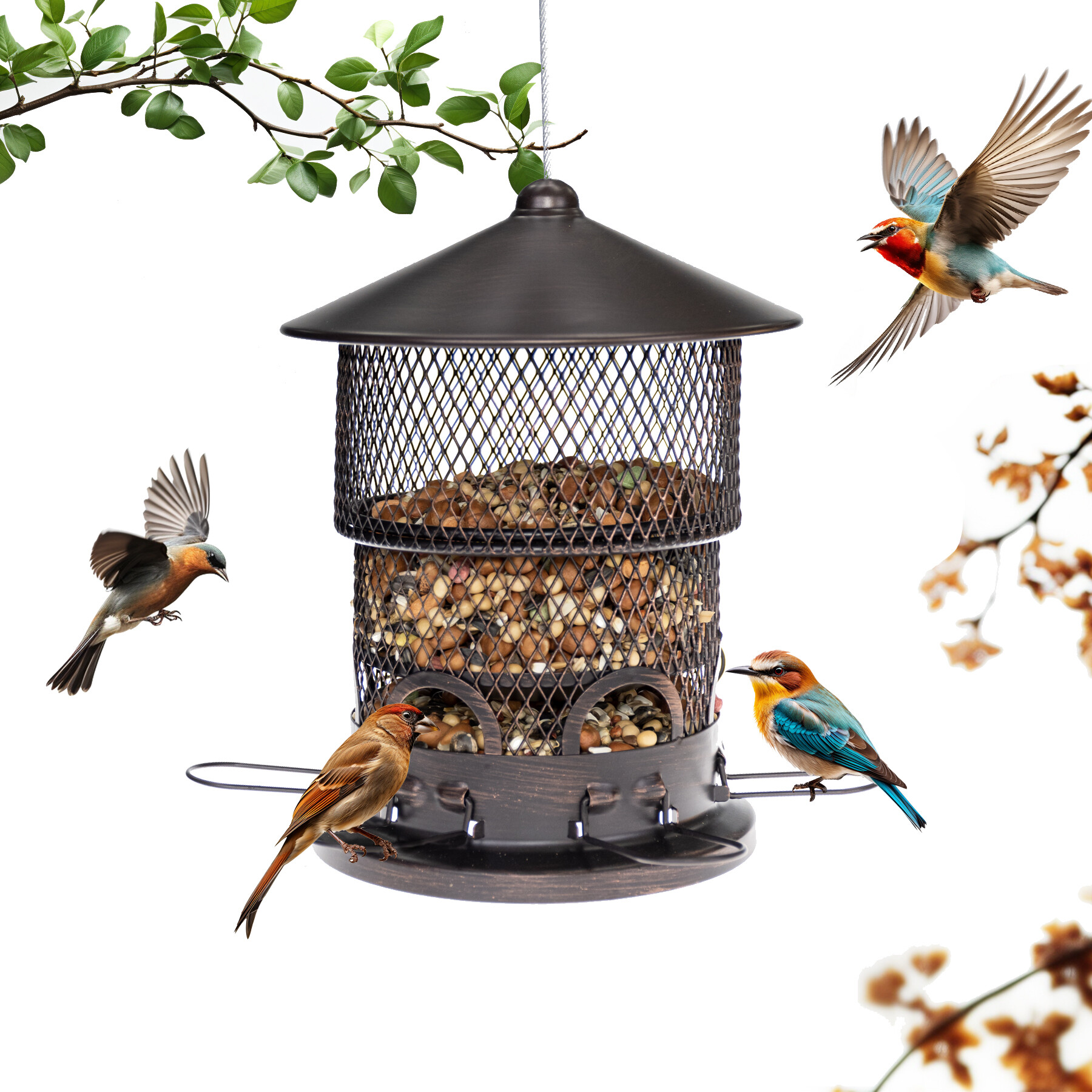 Retractable brown bird feeder