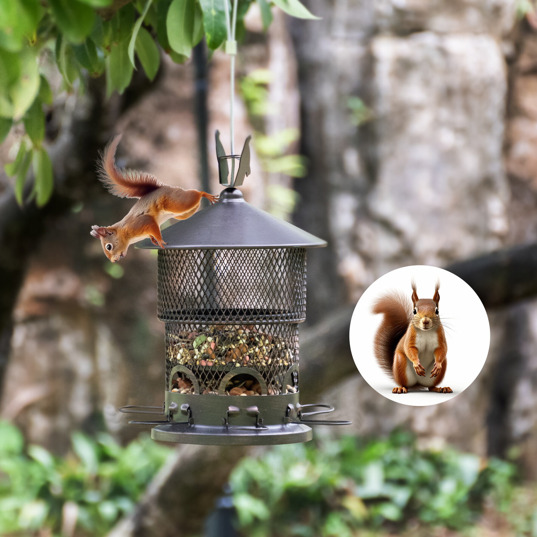 Retractable brown bird feeder