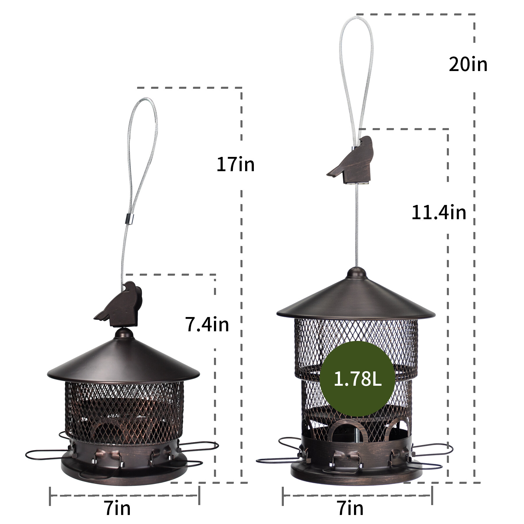 Retractable brown bird feeder