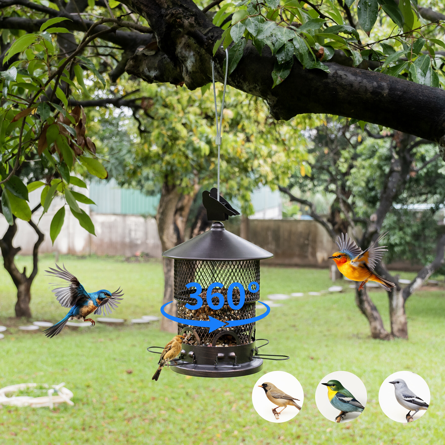 Retractable brown bird feeder