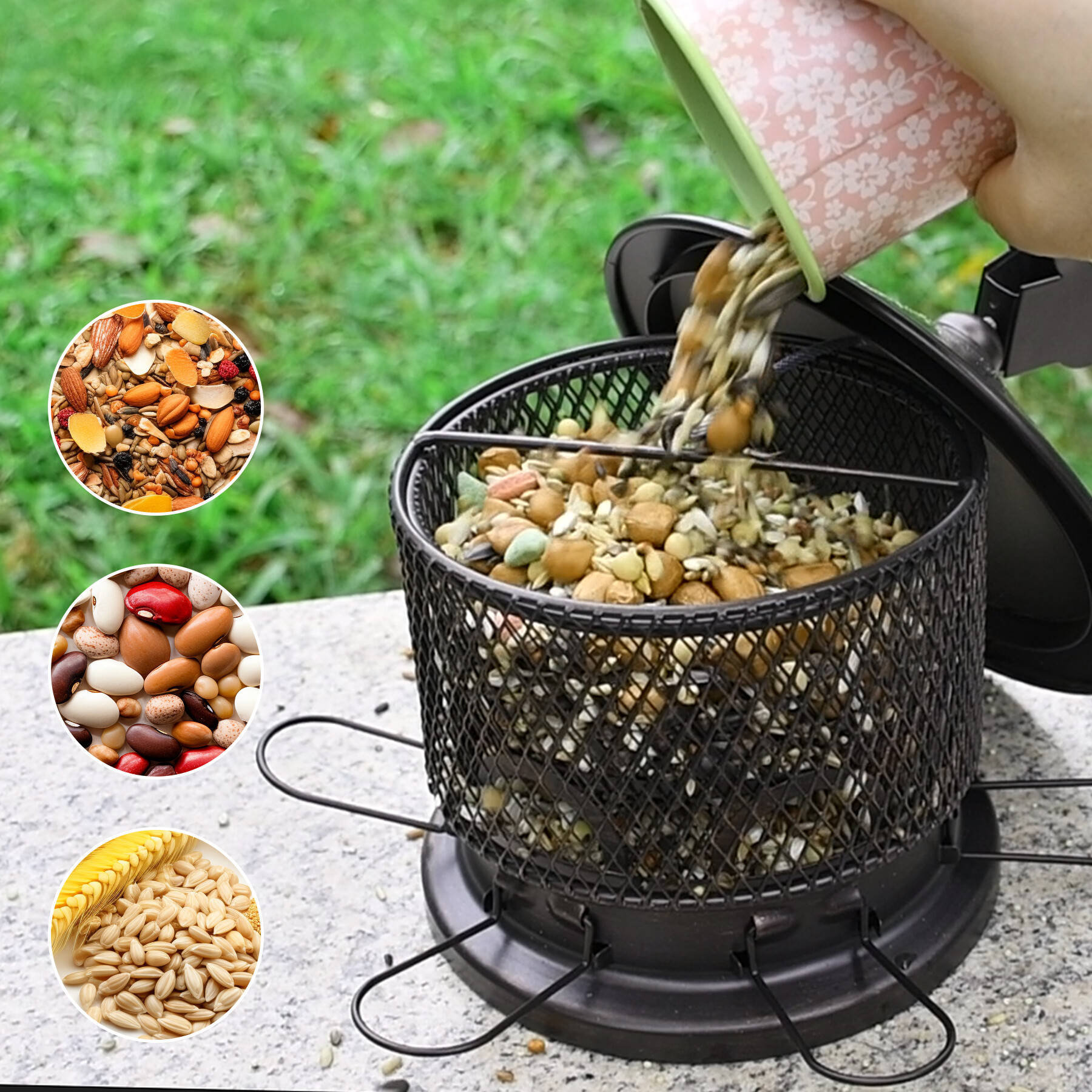 Retractable brown bird feeder