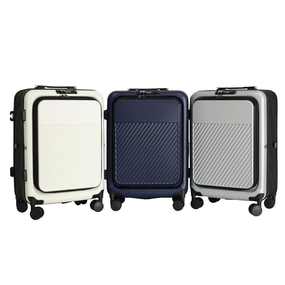 Front opening folding luggage with hook cup holder good quality hotsales trolley case