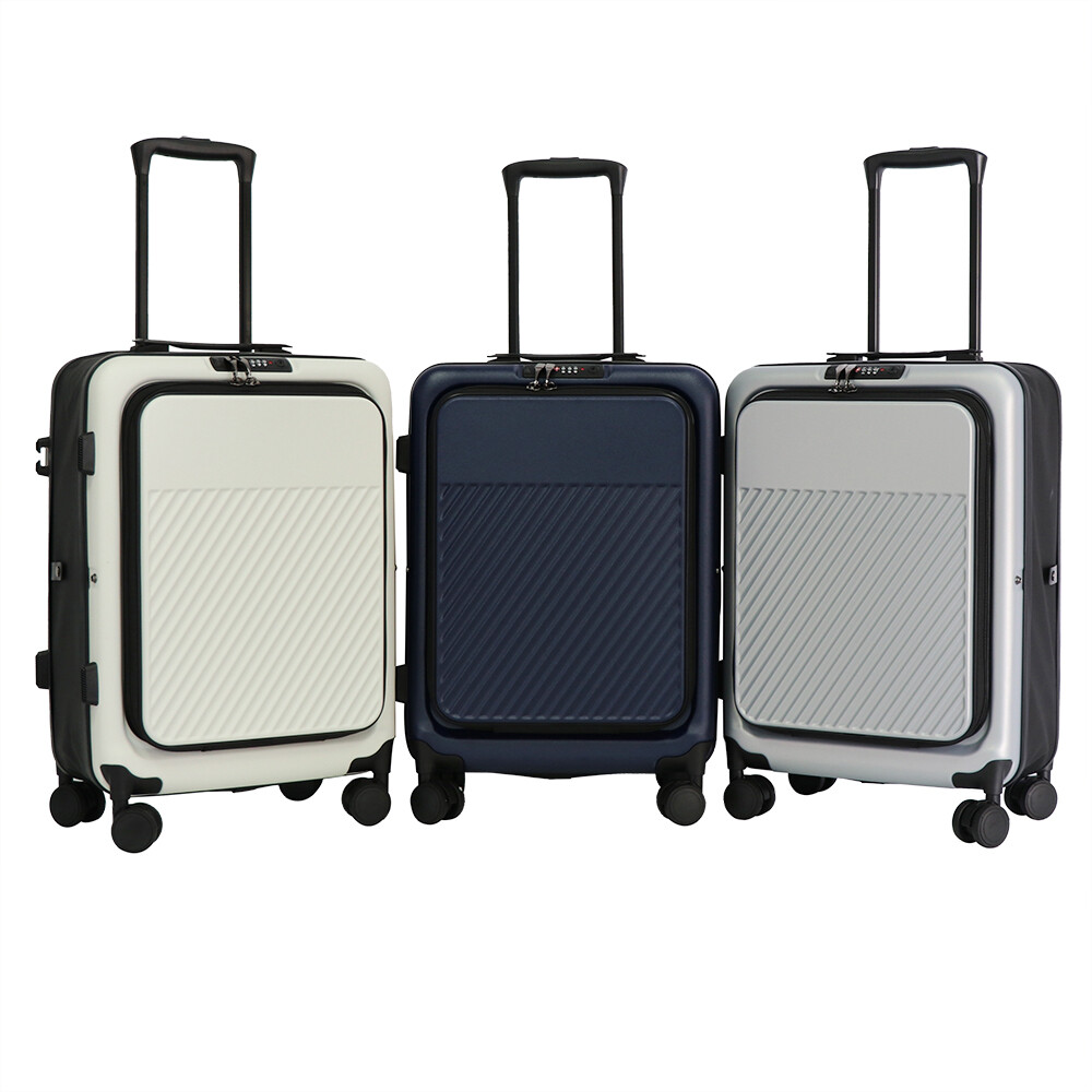 Front opening folding luggage with hook cup holder good quality hotsales trolley case