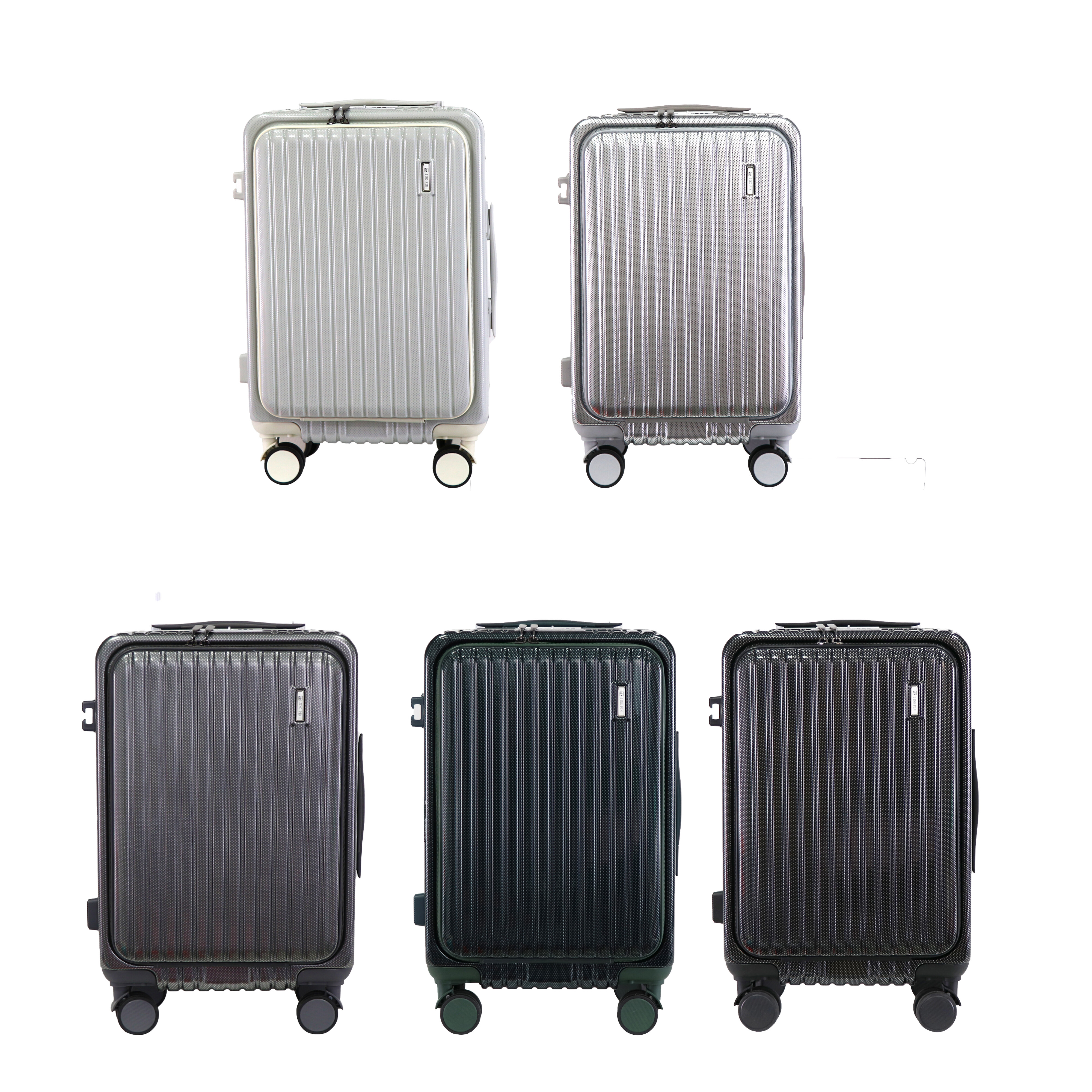 2025 High Quality Front Opening Suitcase with Wide Trolley  Aluminum Frame Luggage Sets with Wet/Dry Separation, Customization