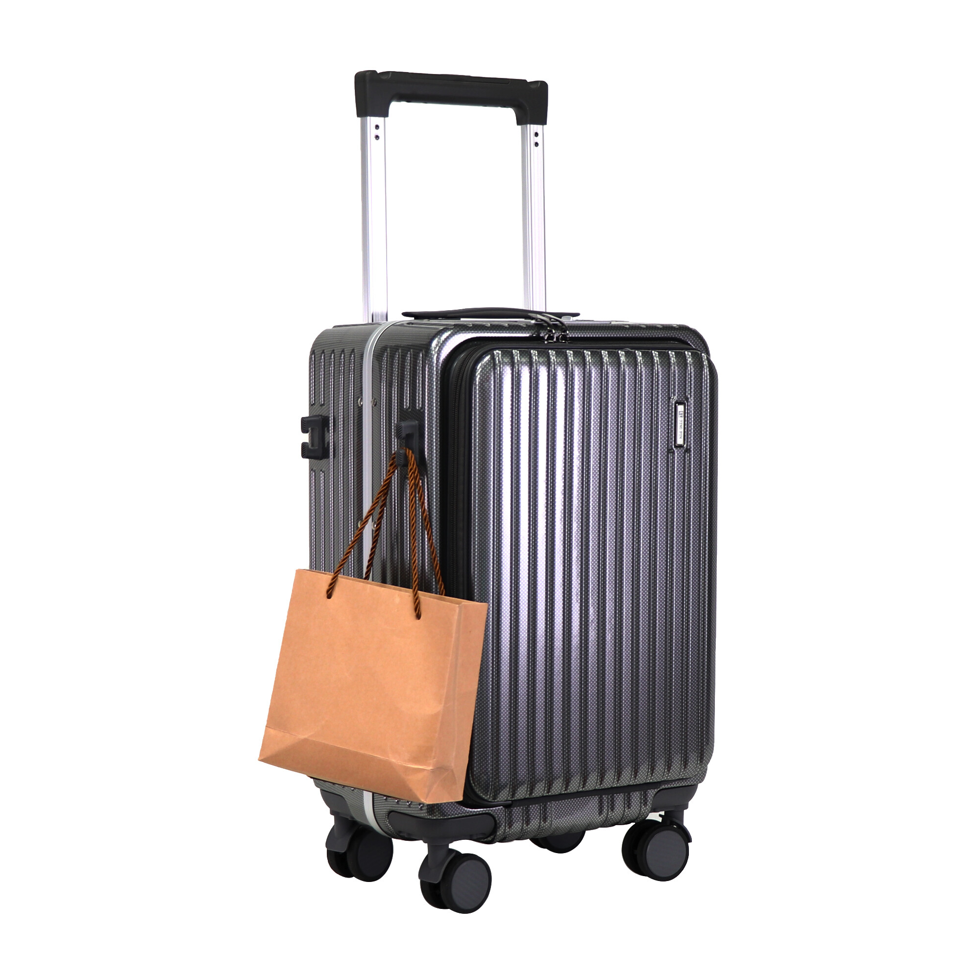 2025 High Quality Front Opening Suitcase with Wide Trolley  Aluminum Frame Luggage Sets with Wet/Dry Separation, Customization