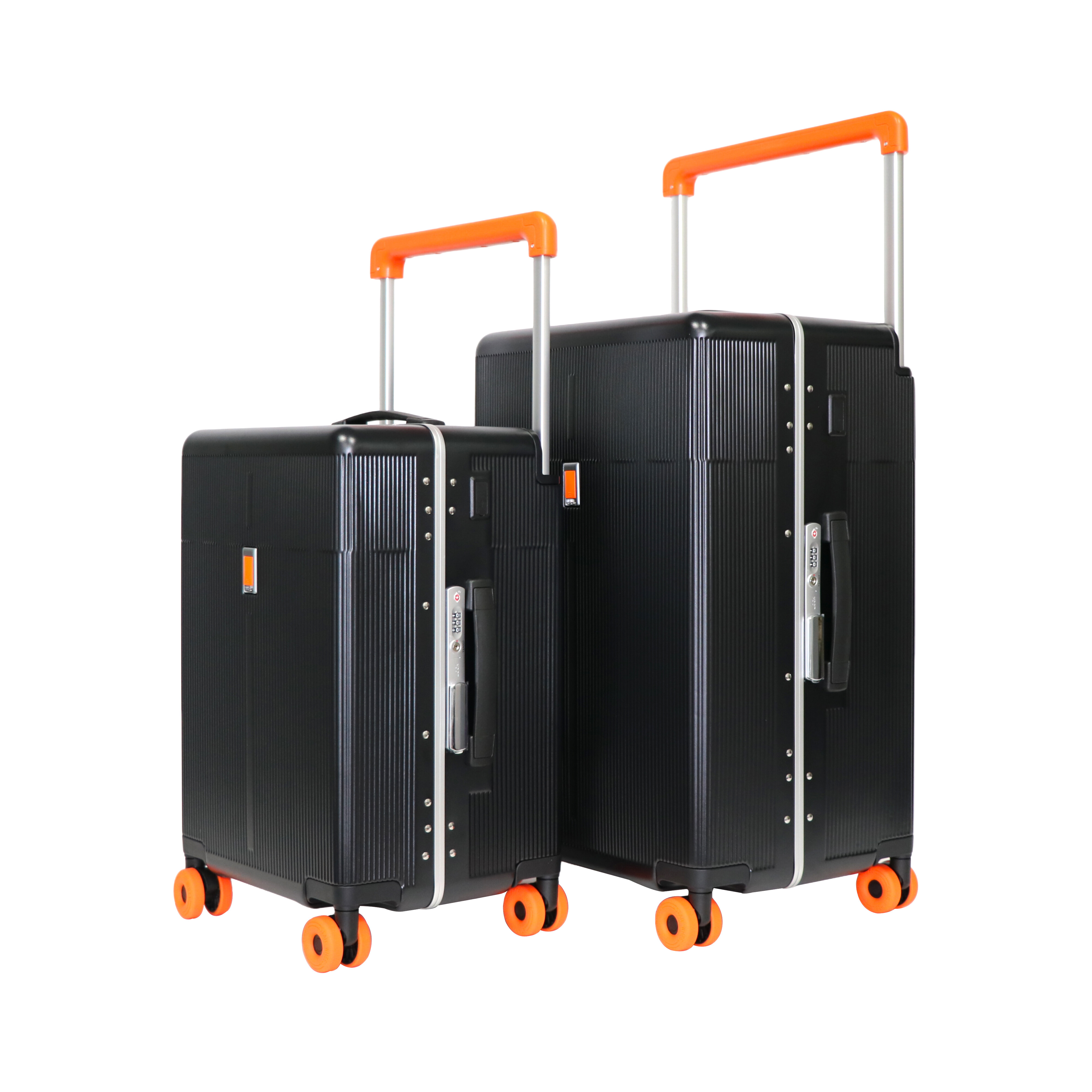 Hot Selling Large Capacity PC Aluminum Frame Suitcase Carry-On Luggage with Cup Holder TSA Lock Hook Hard Shell for Travel