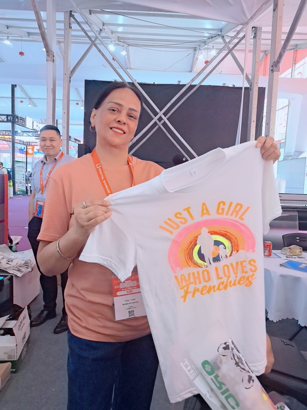 MYJET 60cm DTF all-in-one printer printing fluorescent textile patterns at the exhibition MYJET 60cm DTF all-in-one printer printing fluorescent textile patterns at the exhibition