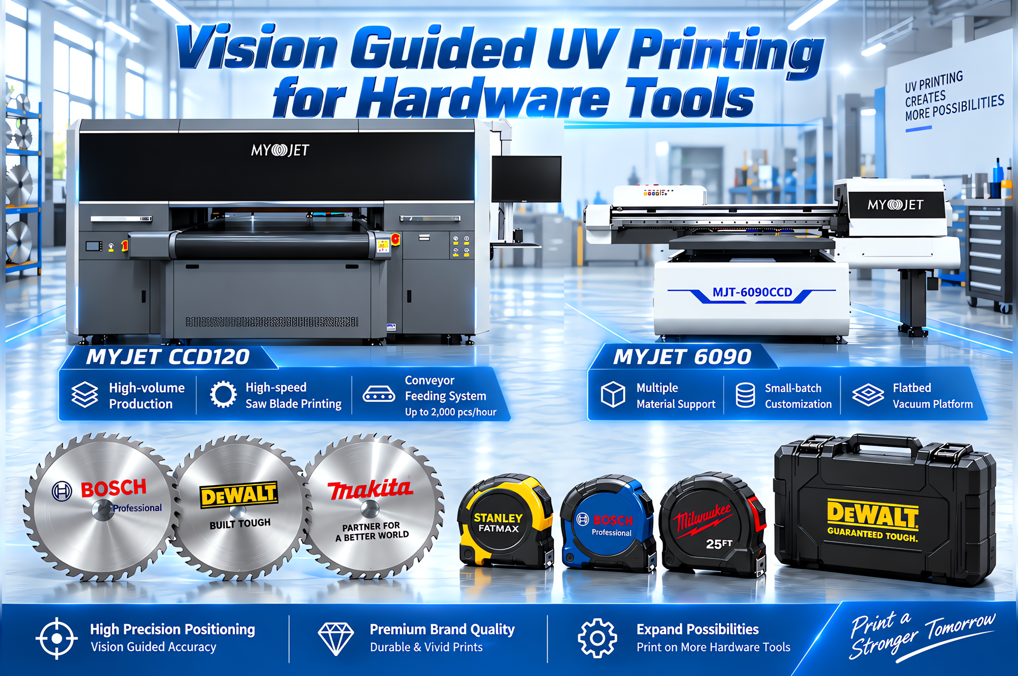 Vision-Guided UV Printing for Hardware Tools | MYJET Vision-Guided UV Printing for Hardware Tools | MYJET