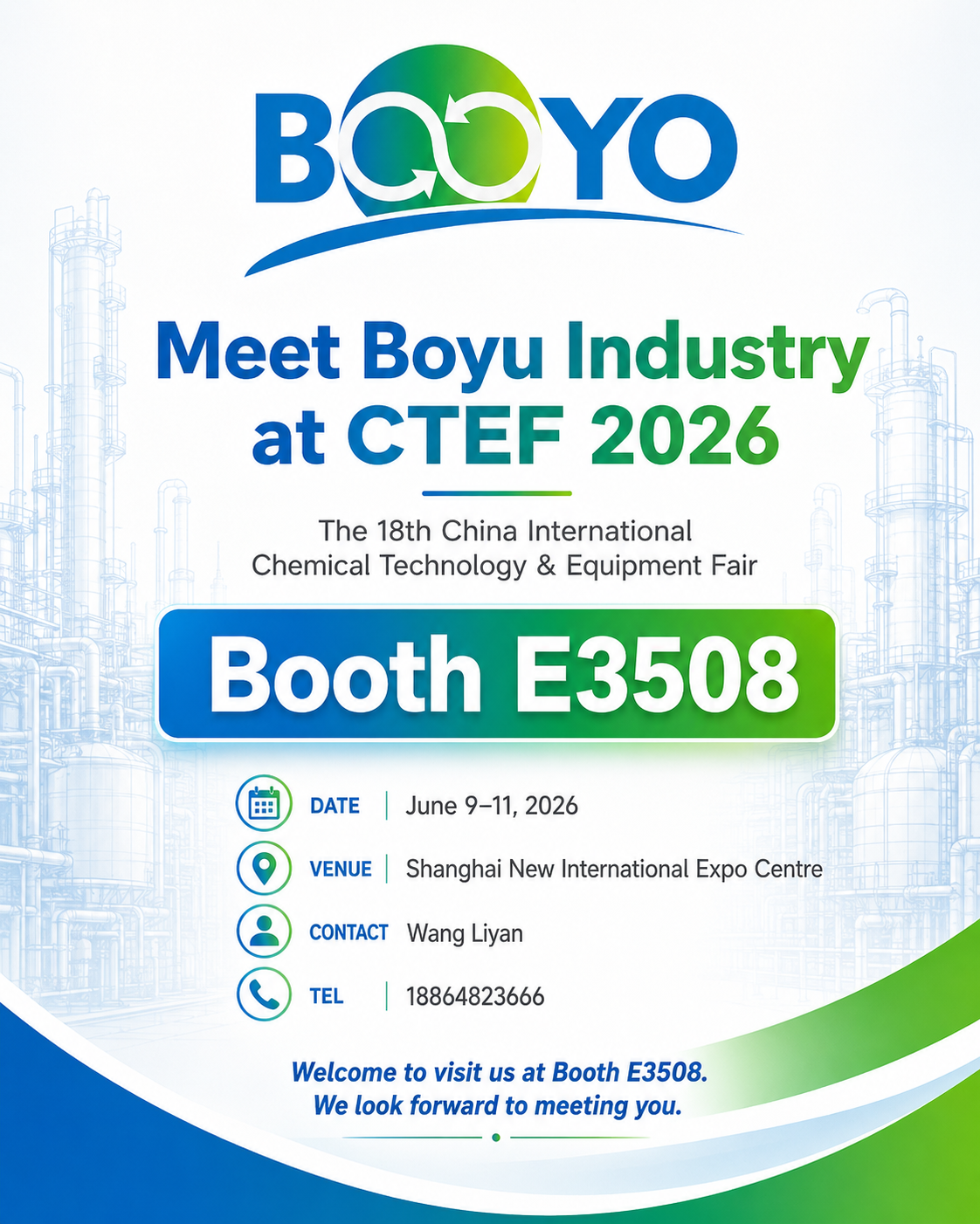 Boyu Industry will be exhibiting at CTEF 2026 — the 18th China International Chemical Technology & Equipment Fair.