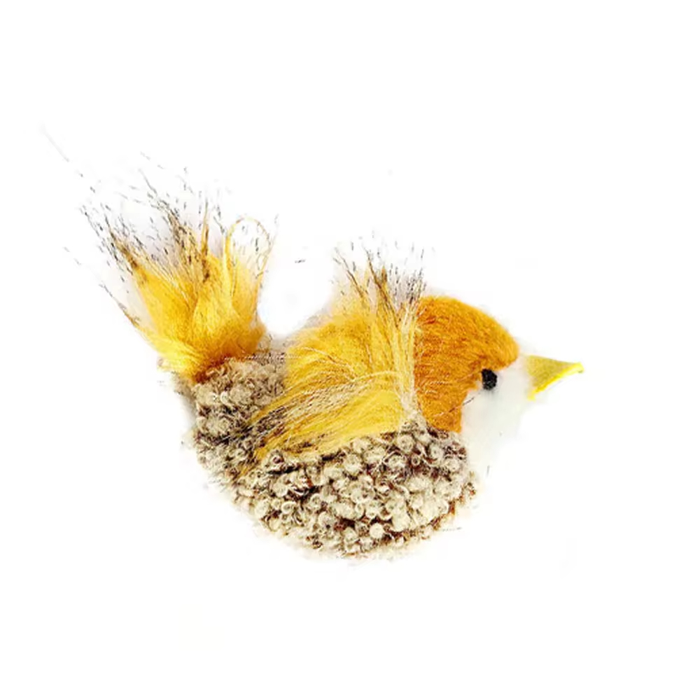 Popular Promotional Logo Outdoor Custom 100% Polyester Bird Shape Fluffy Plush Cat Toy