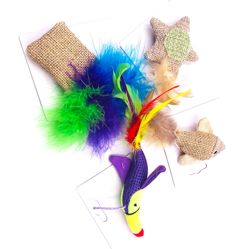 Cheap Price Interactive Funny Feather Toucan Bird Pet Plush Cat Toys