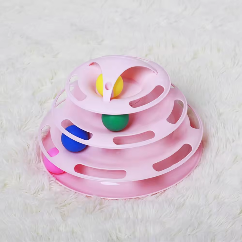 Funny 4 Layers Interactive Turntable Circle Track Plastic Disk Moving Balls Kitten Cats Pet Toys