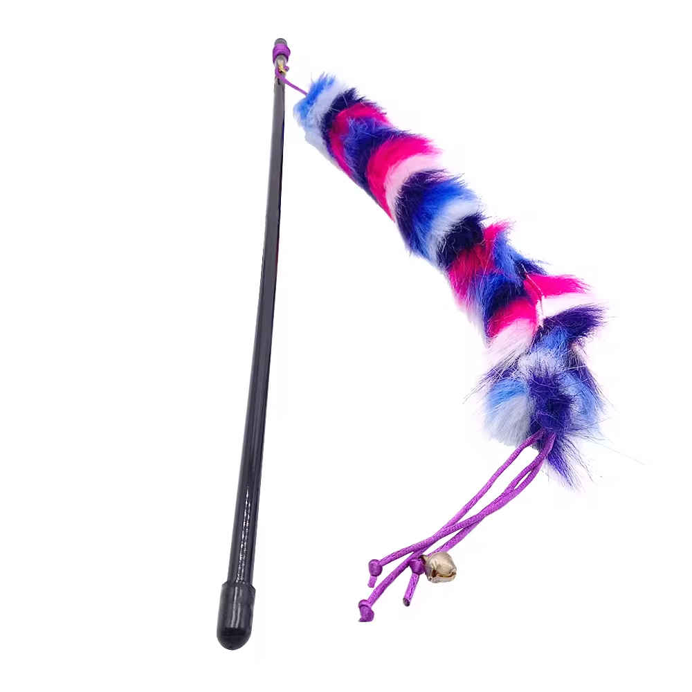 Premium Interactive Stick Fluffy Soft Feather Felt Scratcher Teaser Wand Cat Toy
