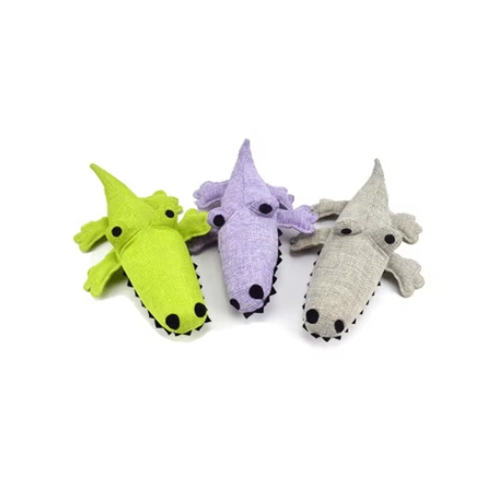 Hot Sale Crocodile Squeaky Linen Chew Dog Toy For Training