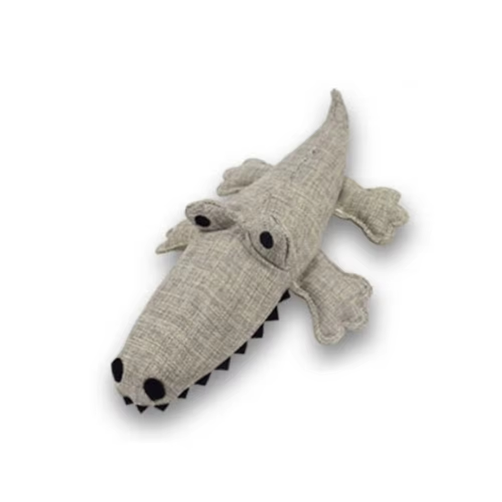 Hot Sale Crocodile Squeaky Linen Chew Dog Toy For Training