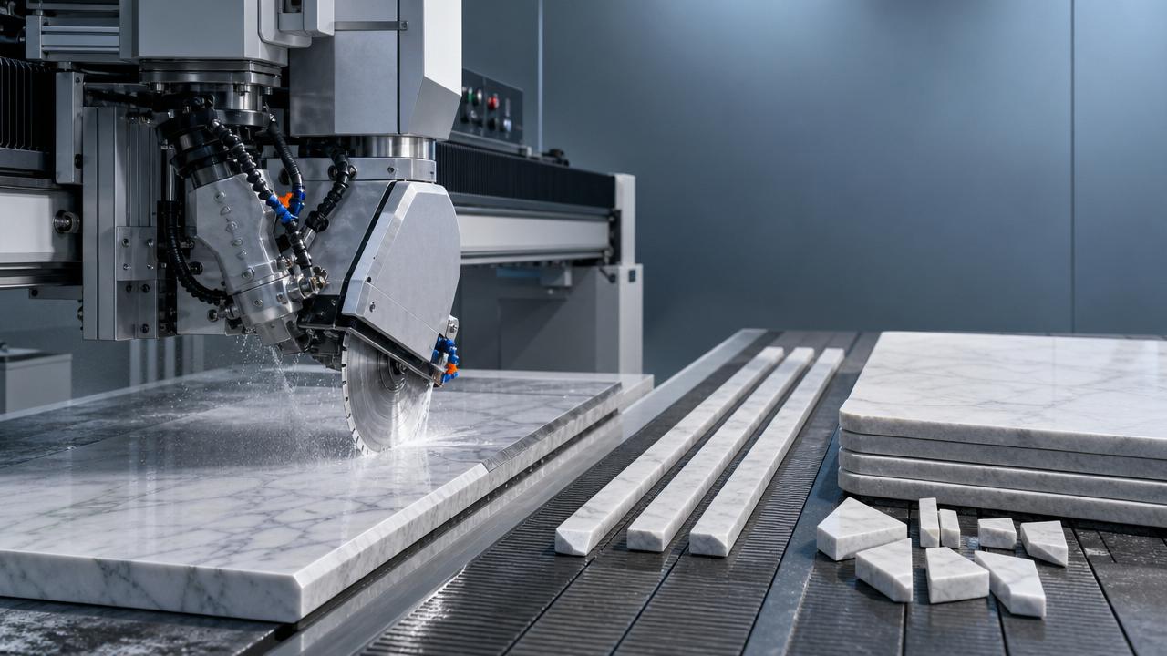 How much waste can a 45 degree miter cutter reduce?
