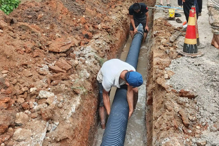 HDPE double-wall corrugated pipe drainage project in Zhanfang Street