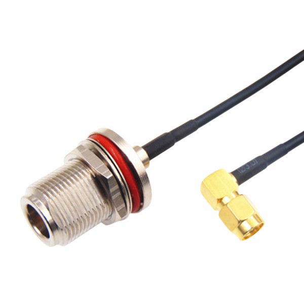 N Female Bulkhead to N RA Plug Connectors With RG58 RF Pigtails XMR-SPTX127