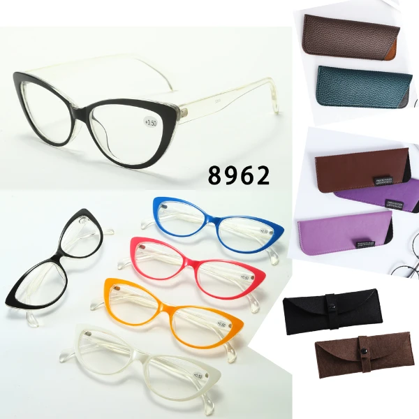 Factory custom Cat shape women reading glasses with bag