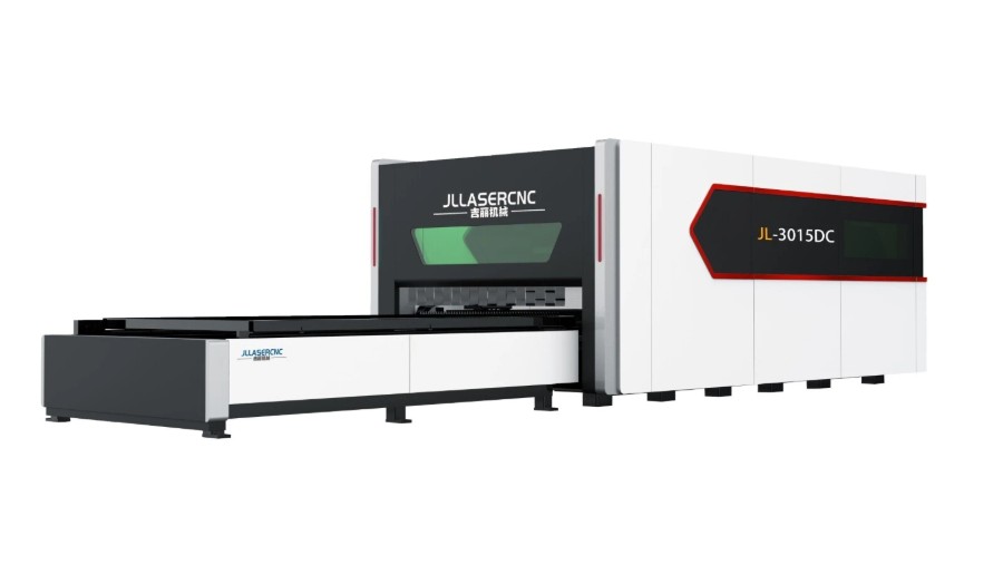 JL3015DC enclosed sheet metal fiber laser cutting machine with exchange table