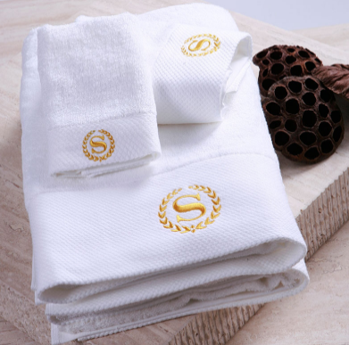 5 Star Luxury 16s 21s Custom Logo luxury hotel 100% cotton white hand bath towel set