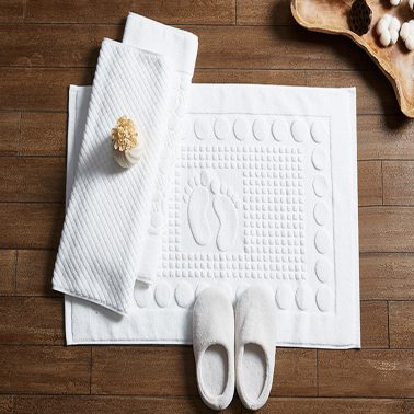 White floor towel cobblestone foot patten hotel home bathroom mat bath mat