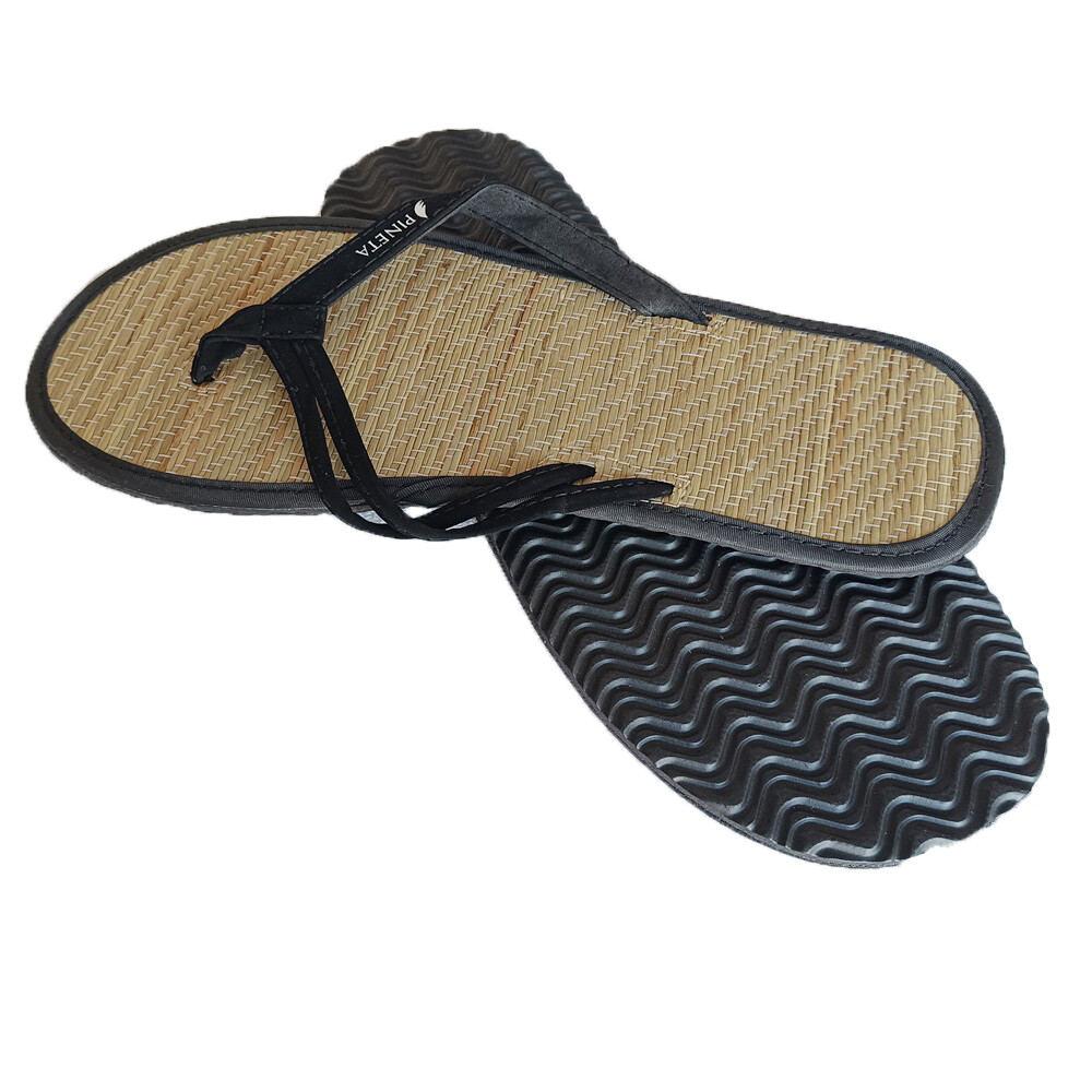 Wholesale open toe spa bamboo straw material home slippers, biodegradable  bamboo flip flop 