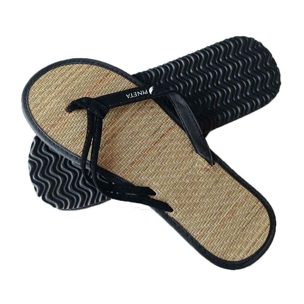 Wholesale open toe spa bamboo straw material home slippers, biodegradable  bamboo flip flop 