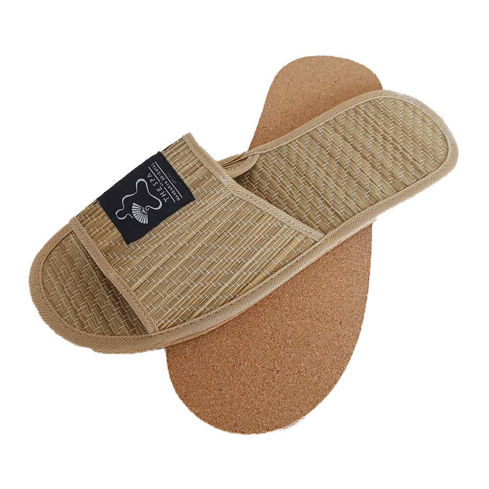Wholesale open toe spa bamboo straw material home slippers, biodegradable zori slippers bamboo sandals