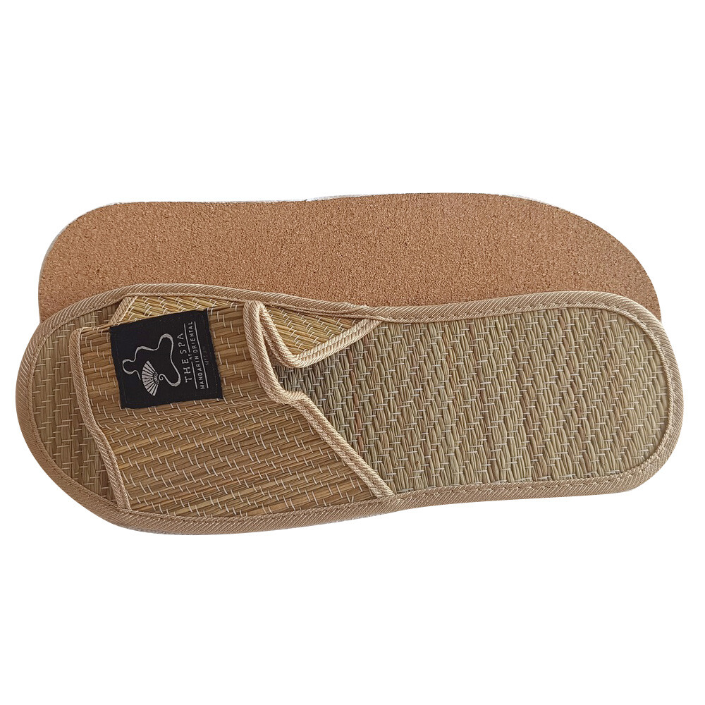 Wholesale open toe spa bamboo straw material home slippers, biodegradable zori slippers bamboo sandals