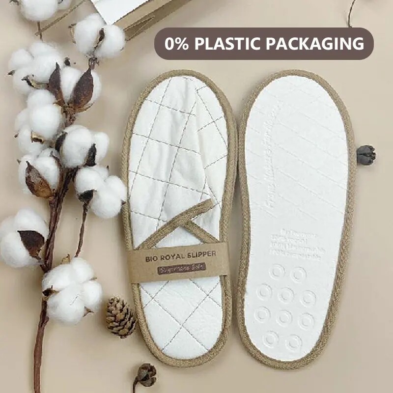 Disposable eco-friendly comfortable Slippers Biodegradable Cotton Hotel Slippers Unisex Guest Slippers with sugar cane sole