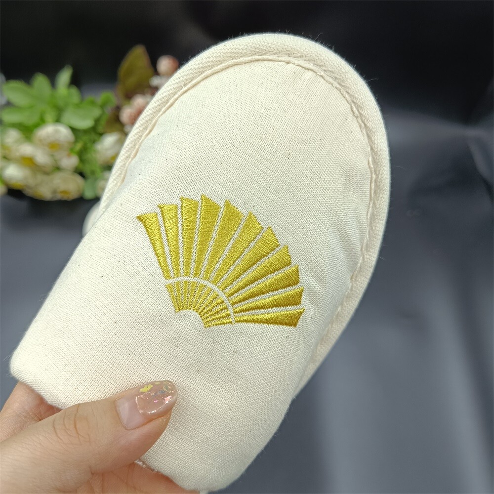 Mandirin luxury hotel slippers five star hotel cotton material Eco-friendly slippers Cork sole 