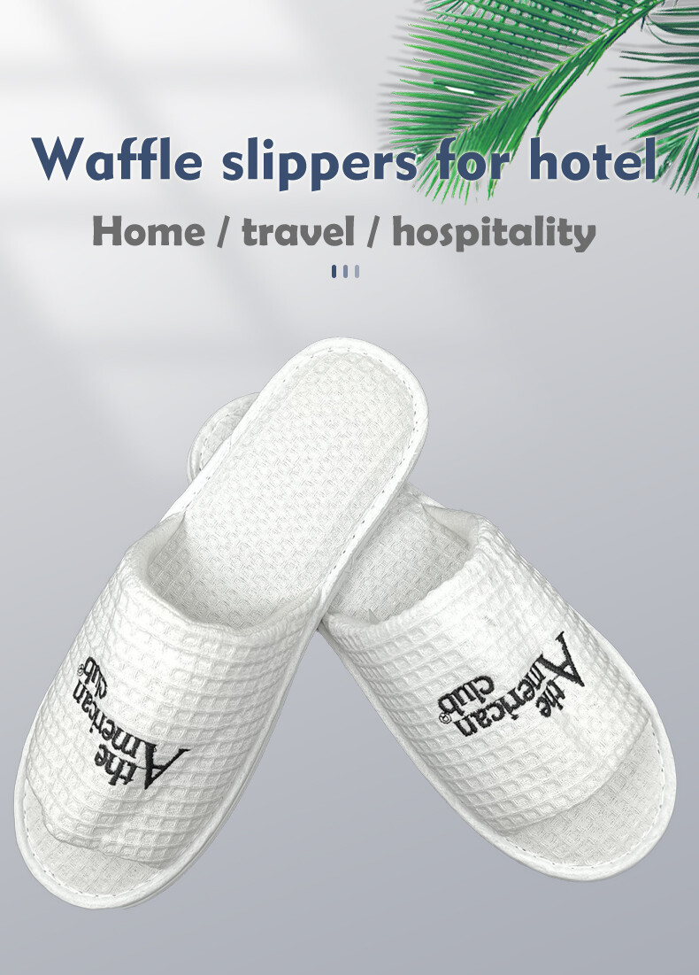 Five star hotel slippers normal basic model EVA anti-slip dot cloth sole cotton upper 11inch 12inch White 
