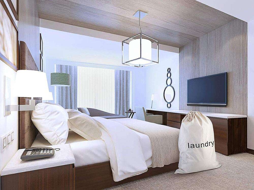 custom Extra Large Portable Natural eco Cotton Canvas Cloth Fabric Hotels Drawstring big Laundry Bag