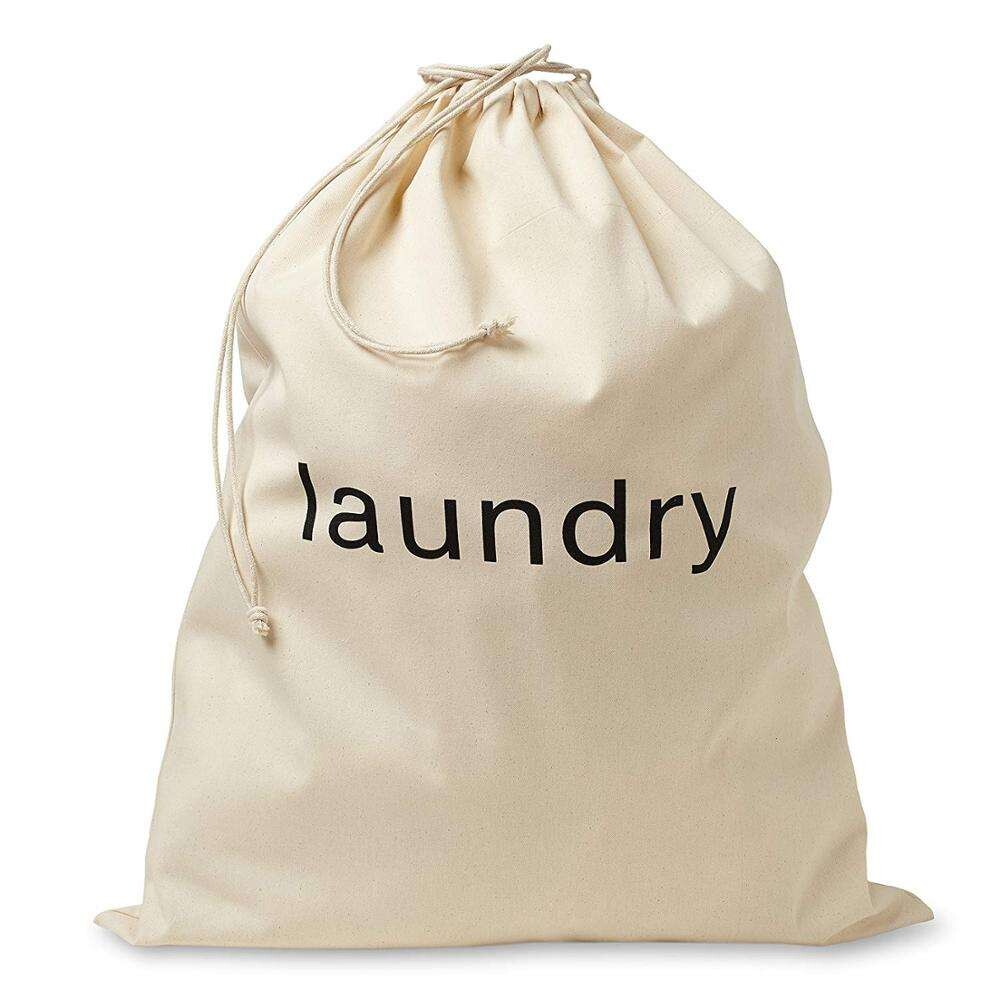 custom Extra Large Portable Natural eco Cotton Canvas Cloth Fabric Hotels Drawstring big Laundry Bag