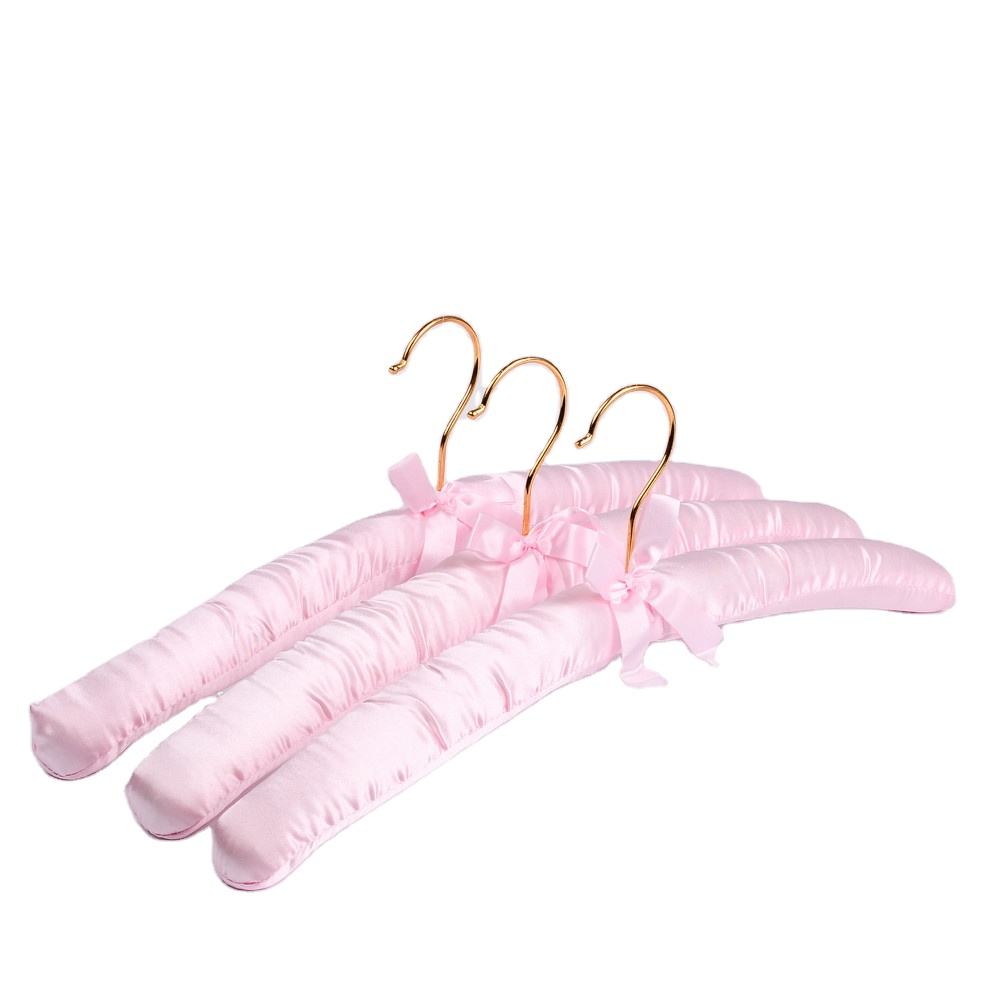 Luxury Gold Hook Pink Padded Hangers Wedding Dress Hanger Fabric/Stain Hanger