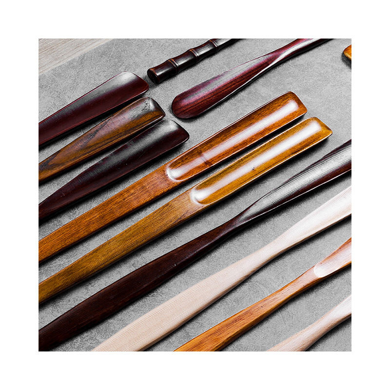 High end hotel beech wood original color shoe horn, brush, tray 