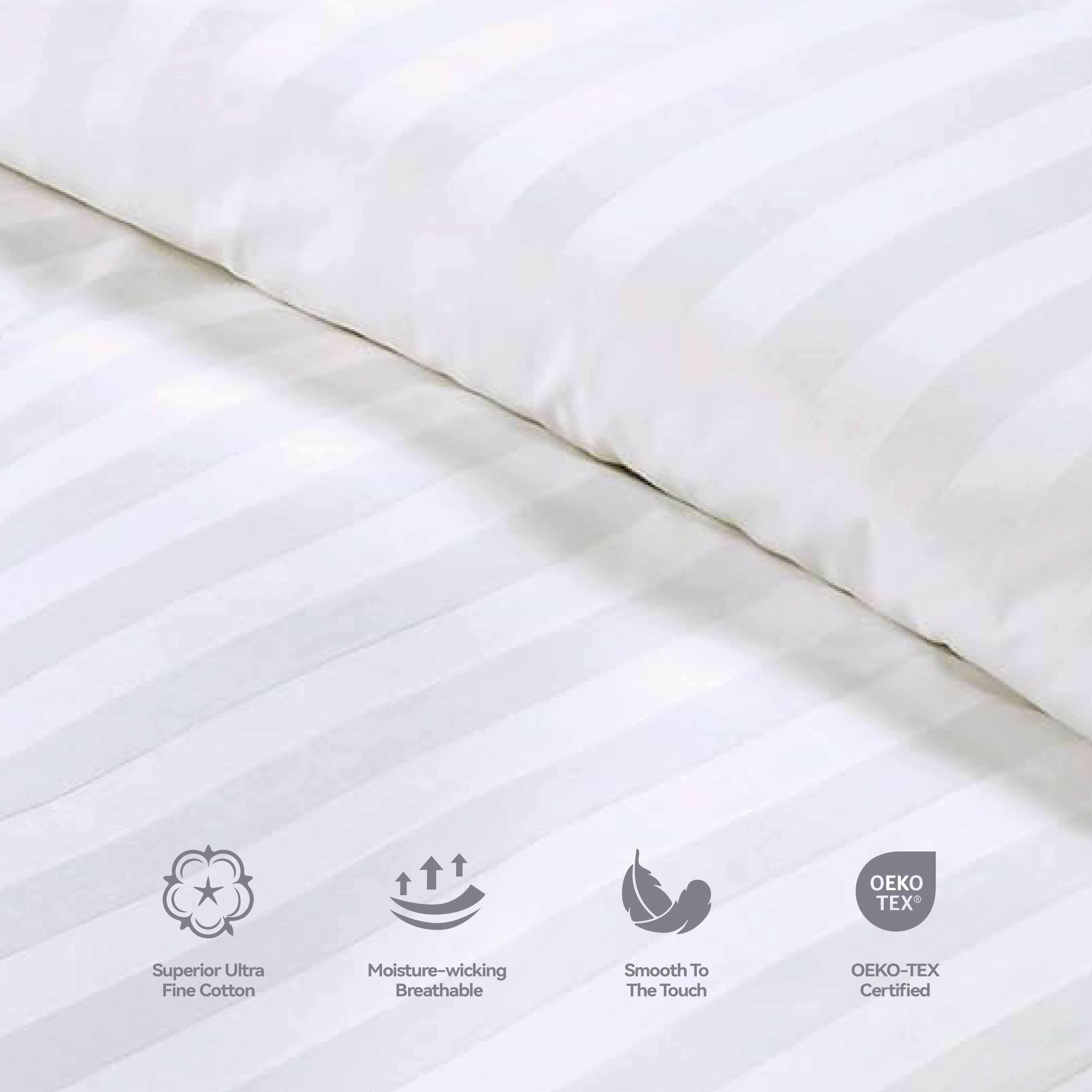 Luxury Hotel Collection Duvet Cover Set T250 3cm Stripe White Polycotton Bed Linen With Pillowcase Premium Quality Bedding