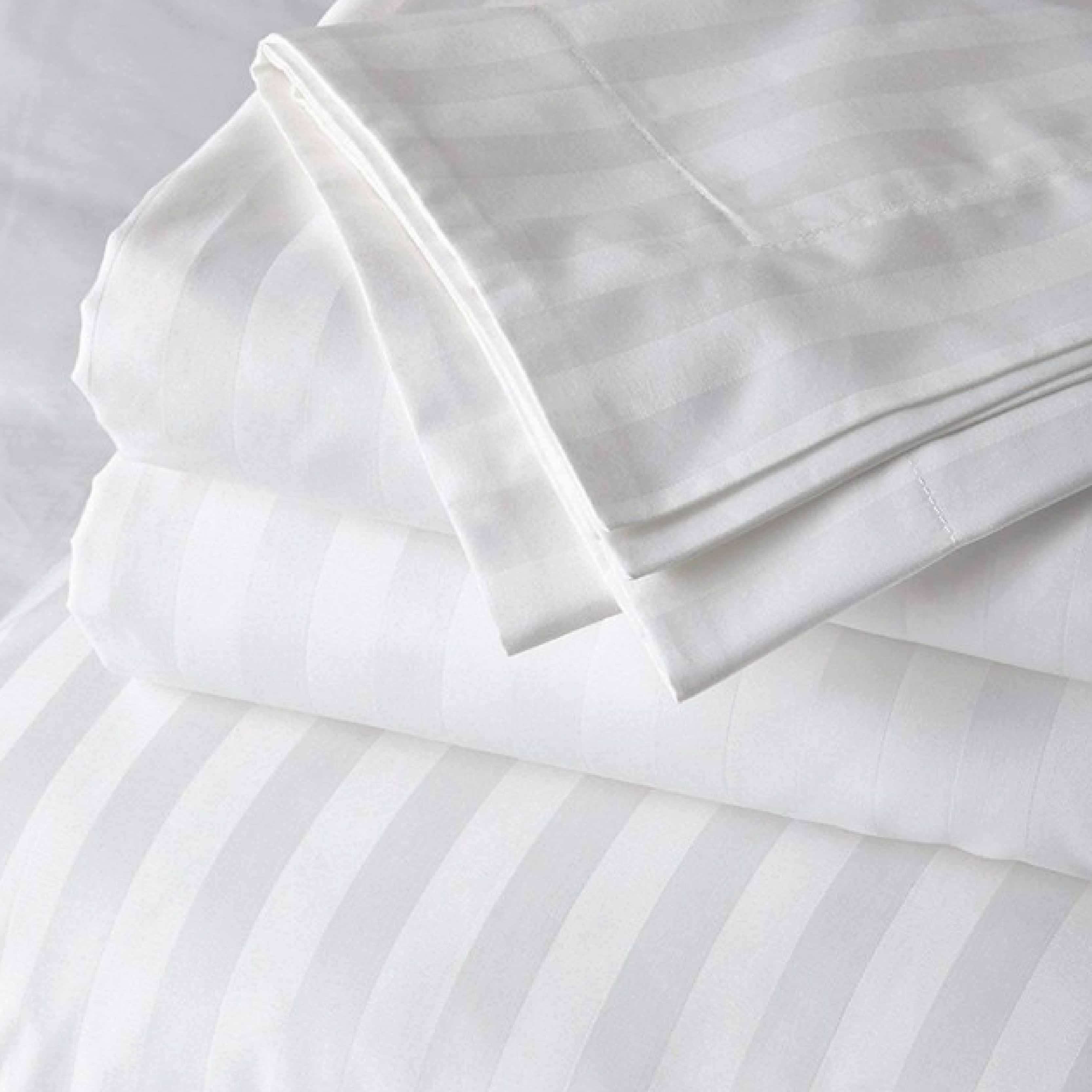 Luxury Hotel Collection Duvet Cover Set T250 3cm Stripe White Polycotton Bed Linen With Pillowcase Premium Quality Bedding