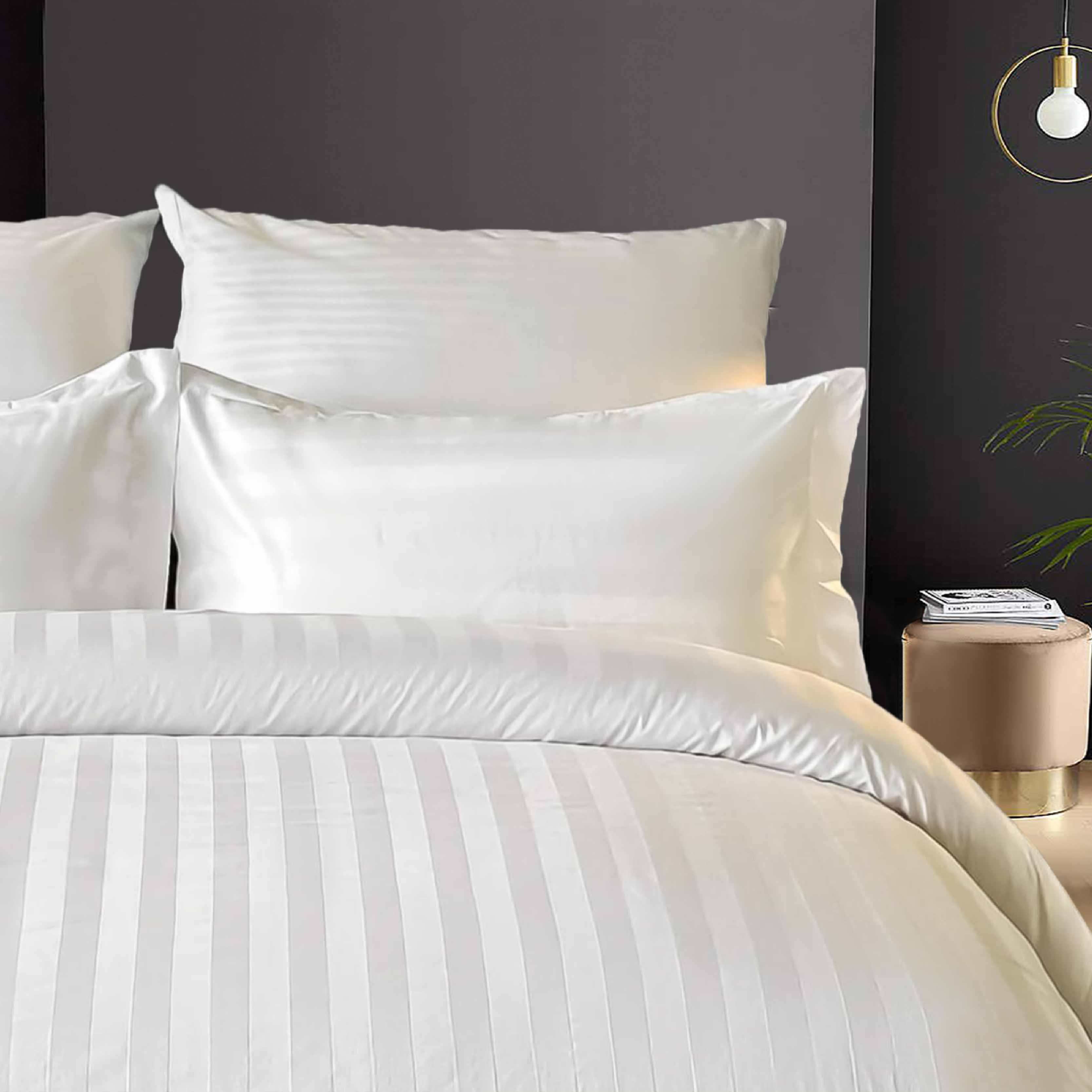 Luxury Hotel Collection Duvet Cover Set T250 3cm Stripe White Polycotton Bed Linen With Pillowcase Premium Quality Bedding