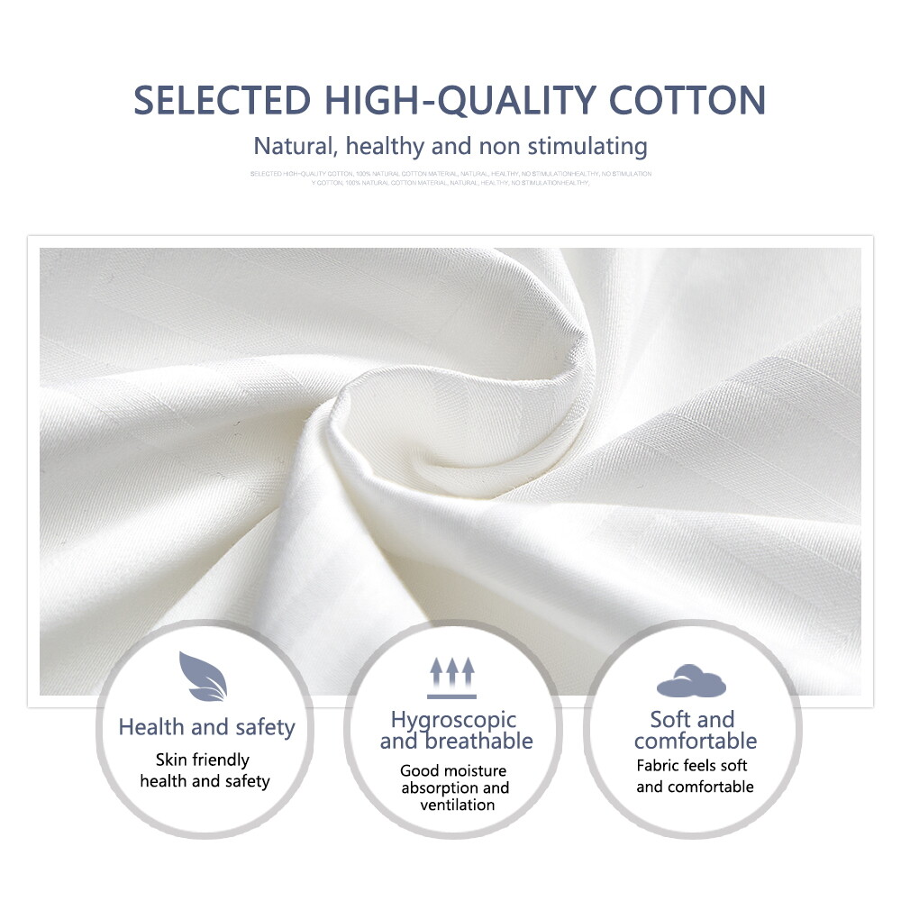 Luxury Custom Queen King Satin Pure White 100% Cotton Bedsheet Bed Linen 5 Star Hotel Bedding Set