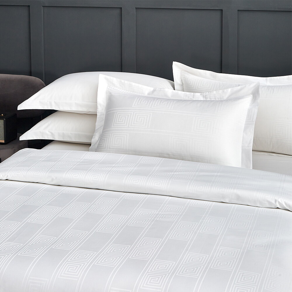 Luxury Custom Queen King Satin Pure White 100% Cotton Bedsheet Bed Linen 5 Star Hotel Bedding Set