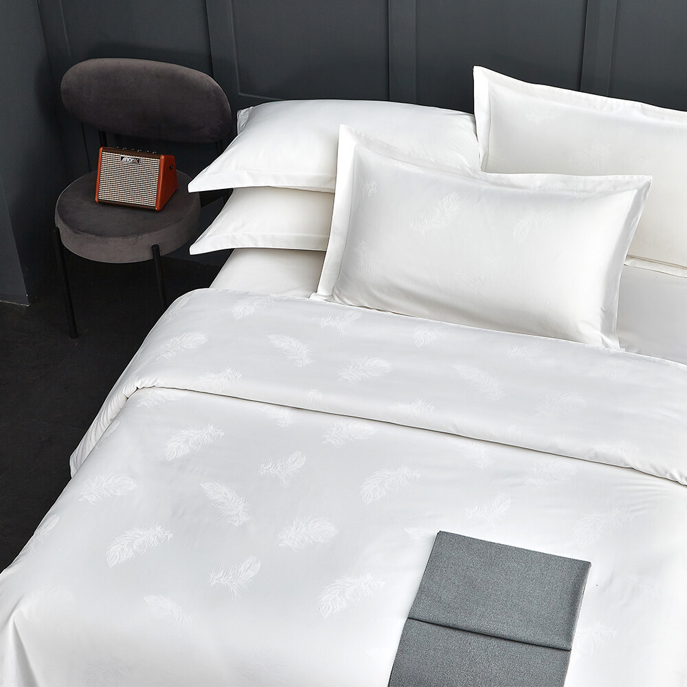 Customized 100% pure cotton soft skin friendly hotel pure white bedding, environmentally friendly bed sheets, hot selling bed monoclonal antibodies, pilling