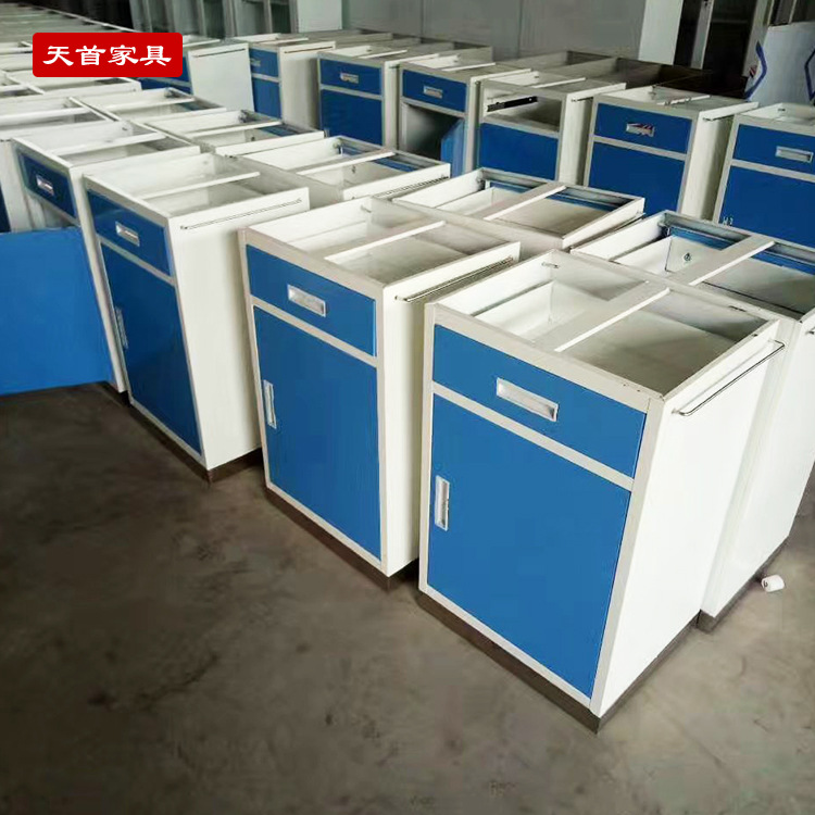 طاولة سرير مستشفى من الفولاذ المقاوم للصدأ خزانة سرير