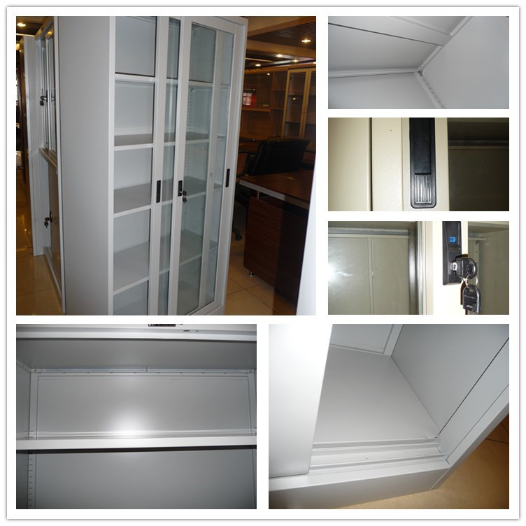 Disassembly and assembly of thickened double door low cabinet glass creative bookcase